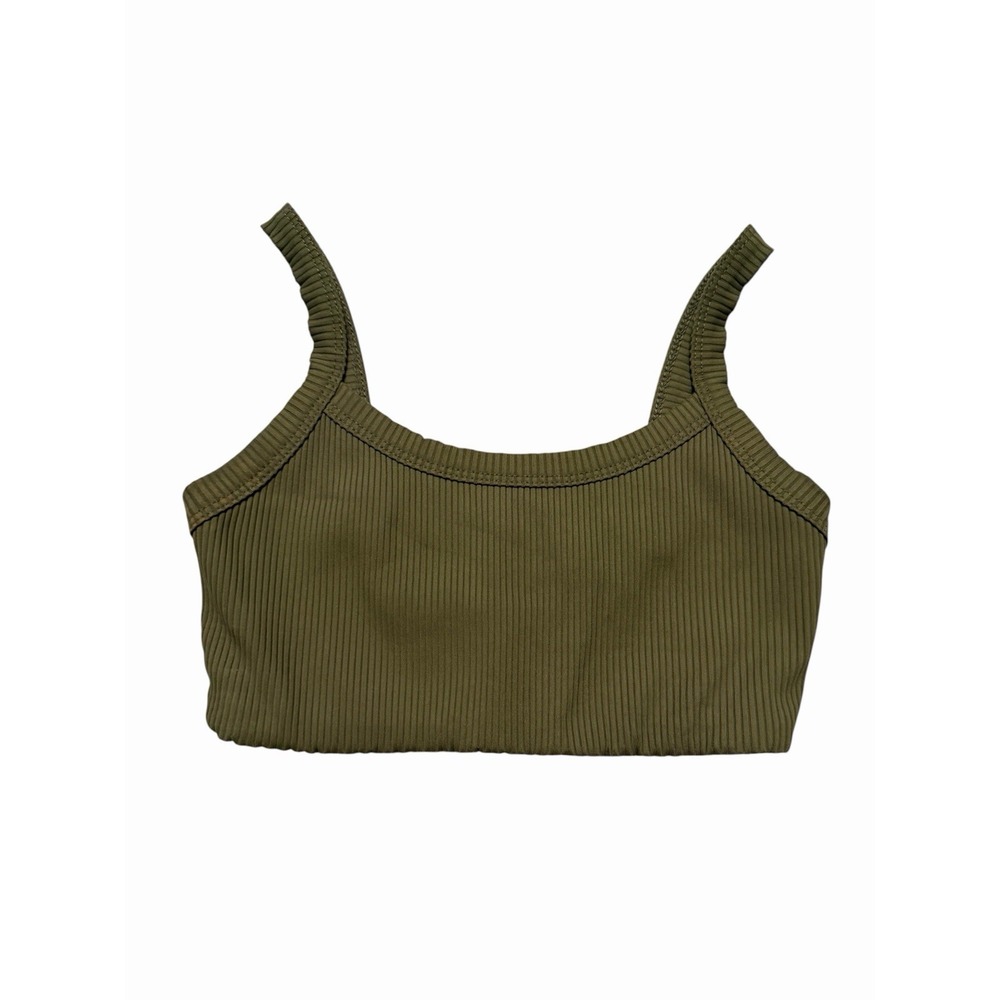 Year Of Ours Womens Ribbed Activewear Sports Bra Olive Khaki Green Top Sz Small